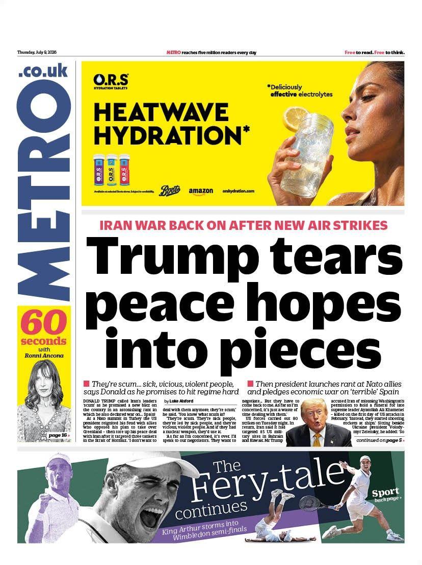The Papers: ‘Iran war back on’ and ‘Count Binface exclusive’ The Papers: ‘Iran war back on’ and ‘Count Binface exclusive’