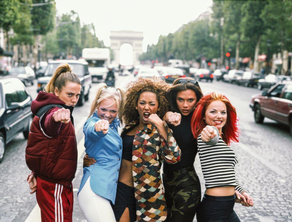 The Spice Girls photographed near the Arc De Triomphe in Paris, 1996