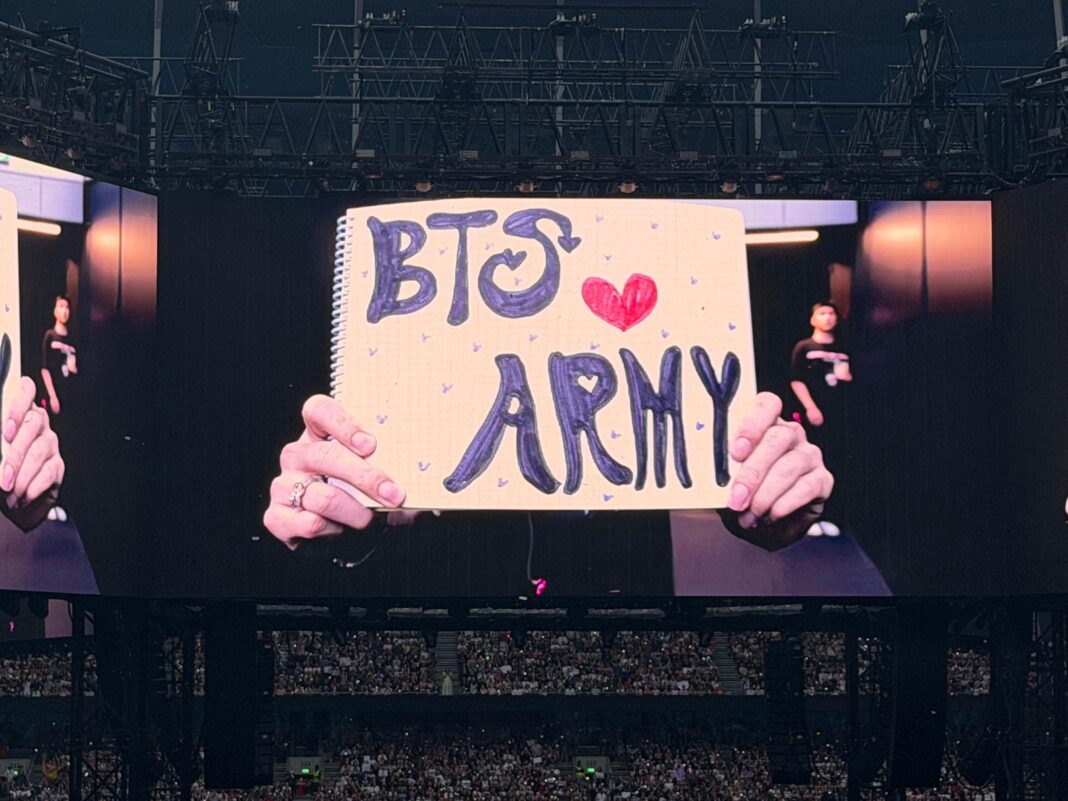 BTS take credit for England football win in first UK show since 2019 BTS take credit for England football win in first UK show since 2019