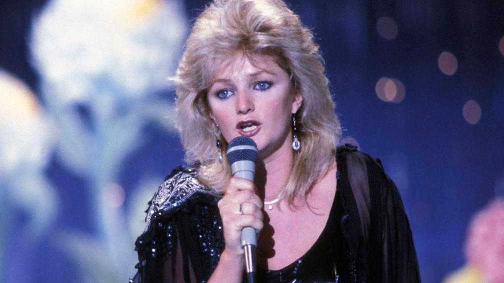Bonnie Tyler pictured singing in 1983