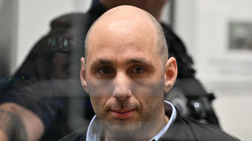 Cedric Jubillar is pictured in the courtroom of the Tarn Assizes at the opening of a hearing in his trial for the murder of his wife Delphine Jubillar,