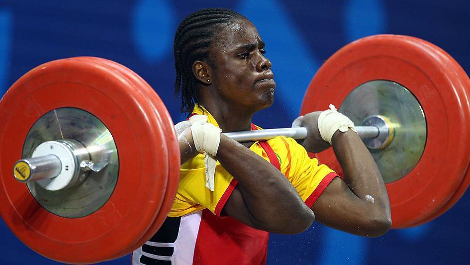 Madias Nzesso Ngake competing for Cameroon at the 2010 Commonwealth Games