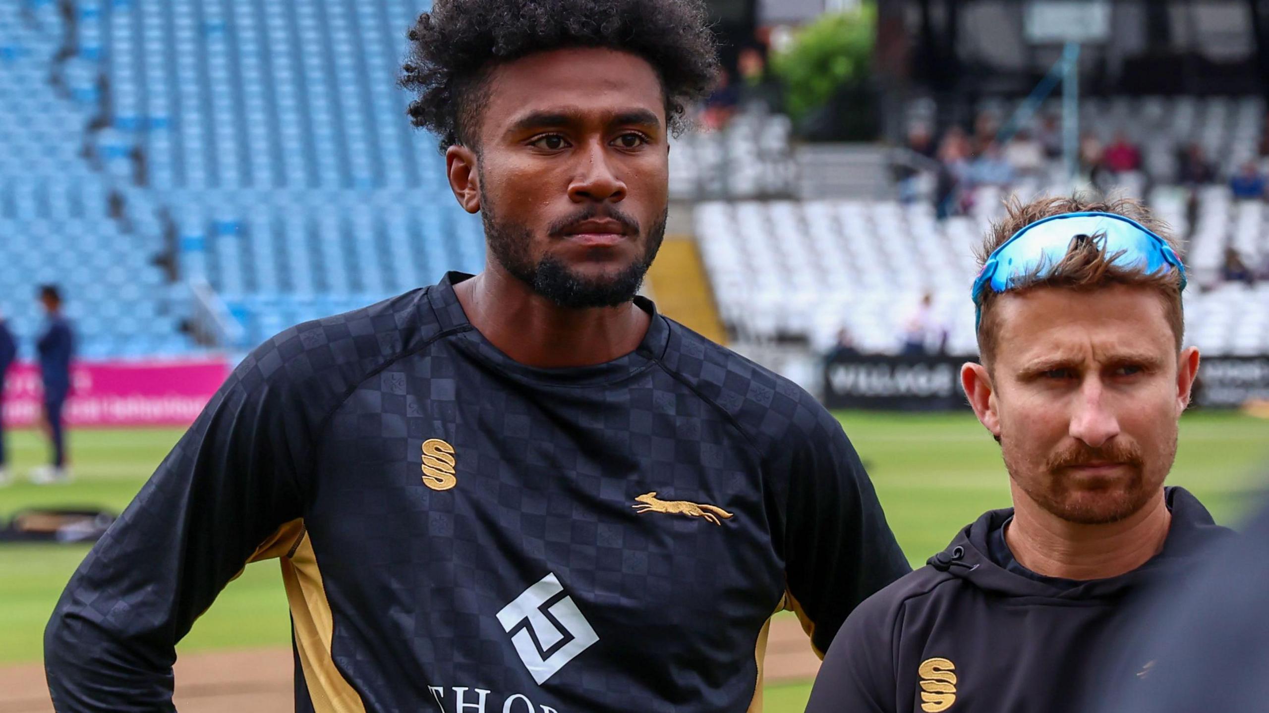 Sheridon Gumbs is stood with former England batter James Taylor (right), his assistant coach at Leicestershire