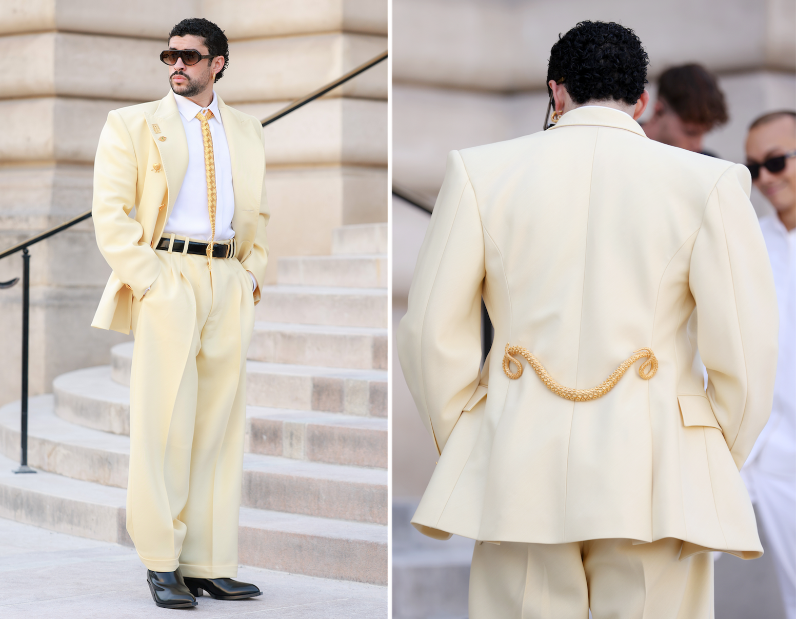 Bad Bunny attends the Schiaparelli Haute Couture Fall/Winter 2026/2027 show as part of Paris Fashion Week on July 06, 2026 in Paris, France.