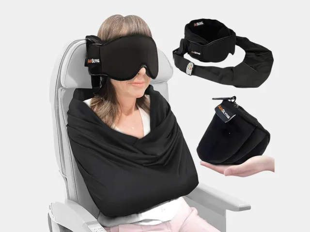 Image may contain: Cushion, Home Decor, Adult, Person, Headrest, Accessories, and VR Headset