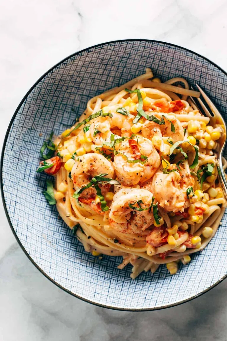 Creamy shrimp pasta.