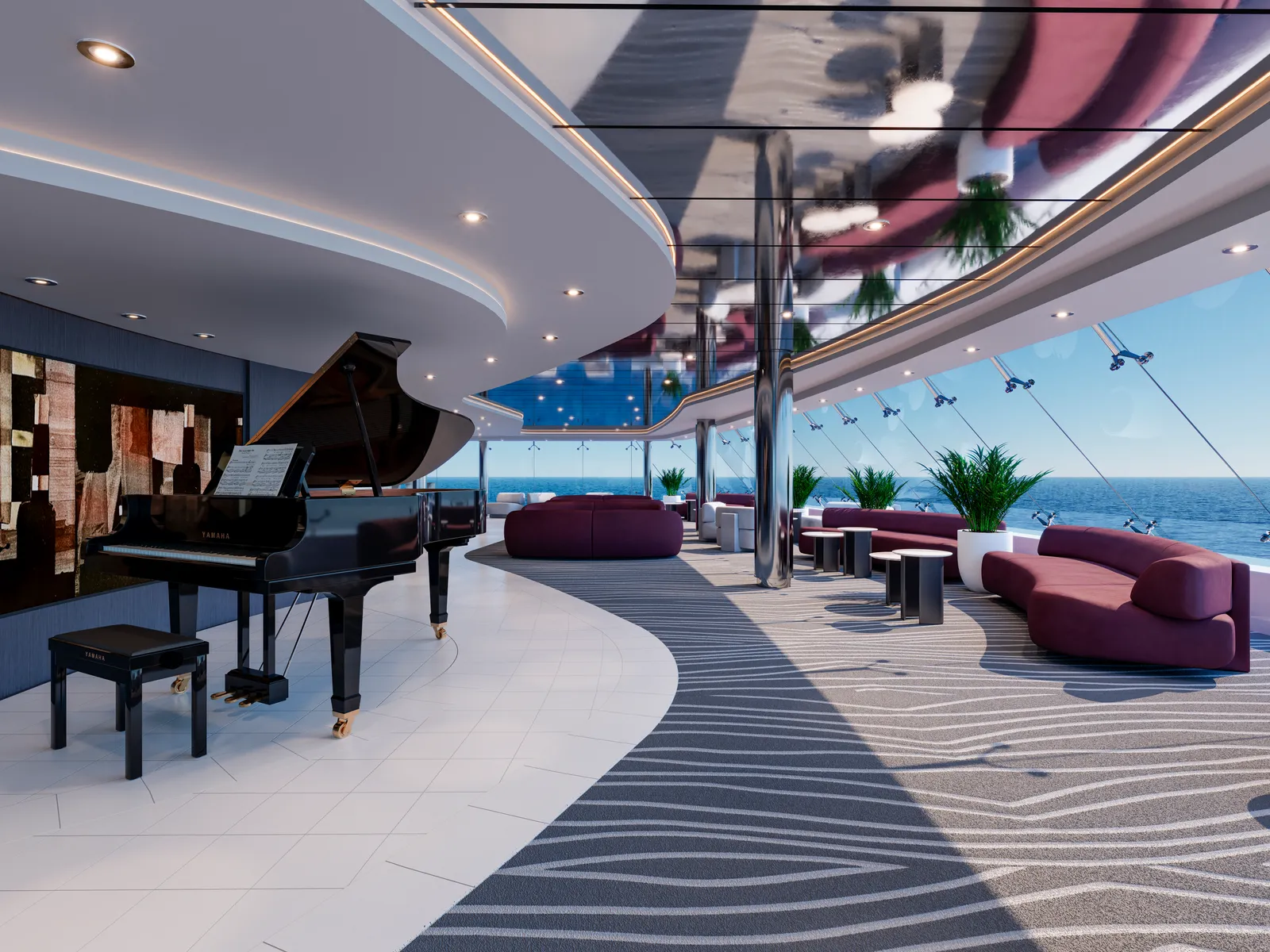 Image may contain Keyboard Musical Instrument Piano Indoors Architecture Building Furniture Lounge and Foyer