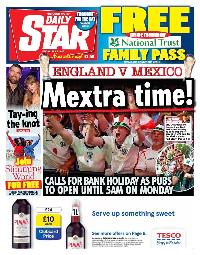 "Mextra time" reads the headline on the front page of the Daily Star.
