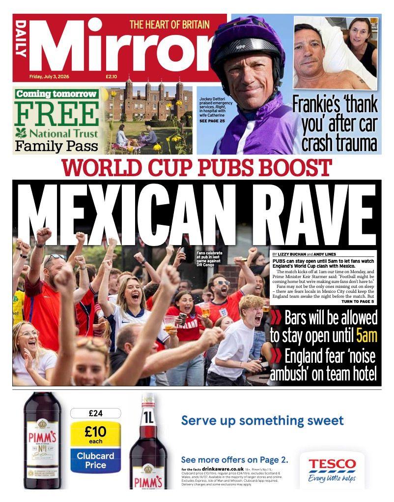 ‘World cup pubs boost’ and ‘Kate holds court’ ‘World cup pubs boost’ and ‘Kate holds court’