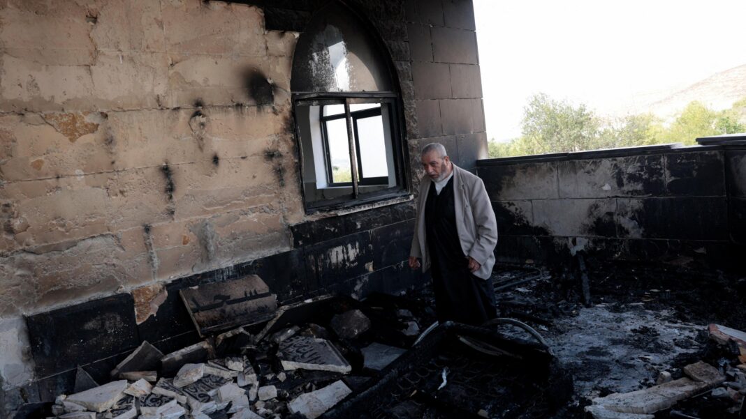 Israeli settlers set fire to mosques, cars and farm land in West Bank, Palestinians say Israeli settlers set fire to mosques, cars and farm land in West Bank, Palestinians say