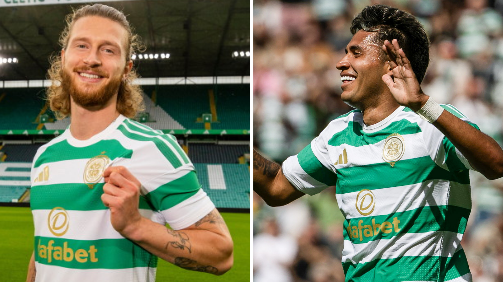 Celtic's Kasper Hogh and Camilo Duran