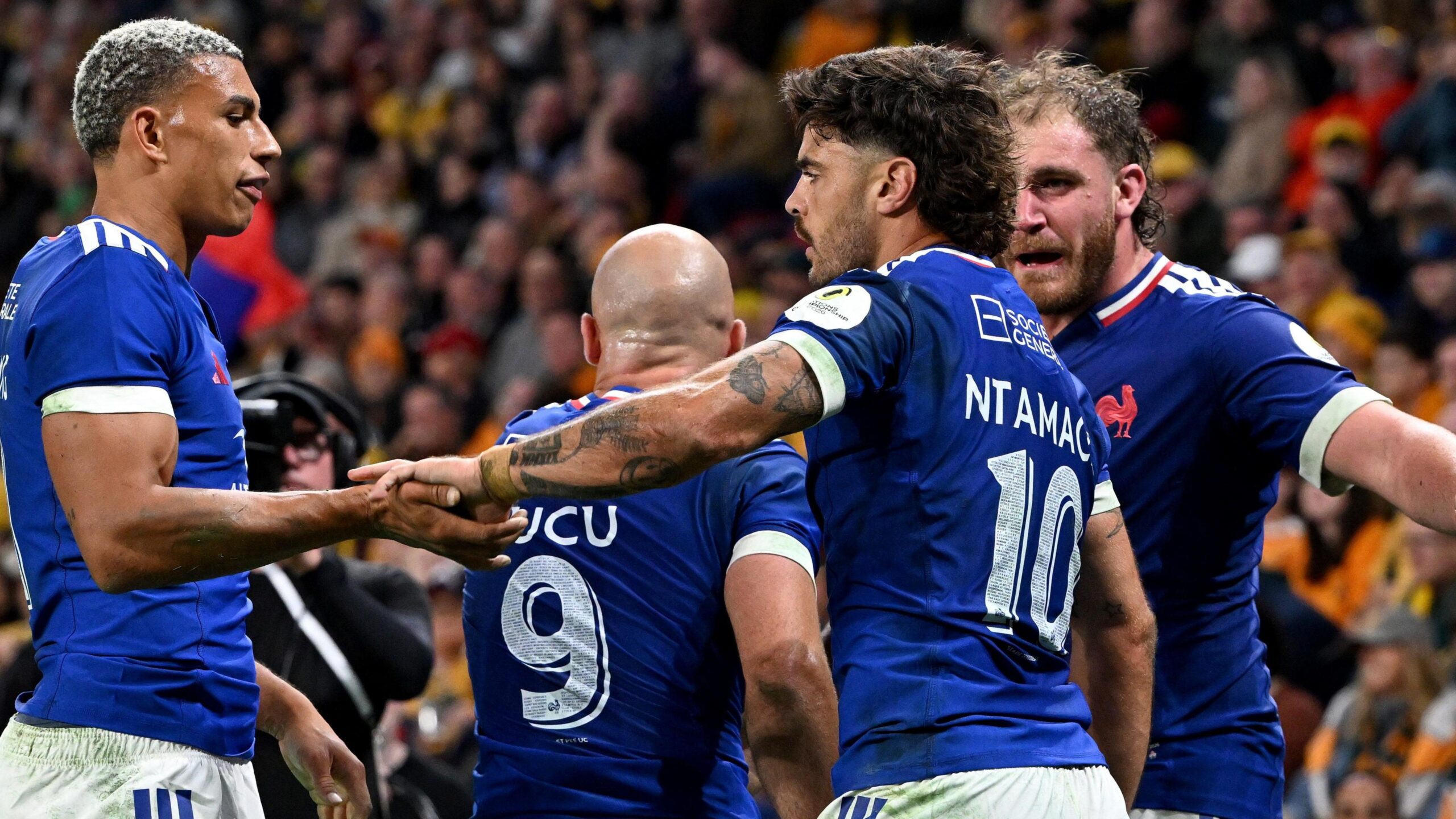 France celebrate a try