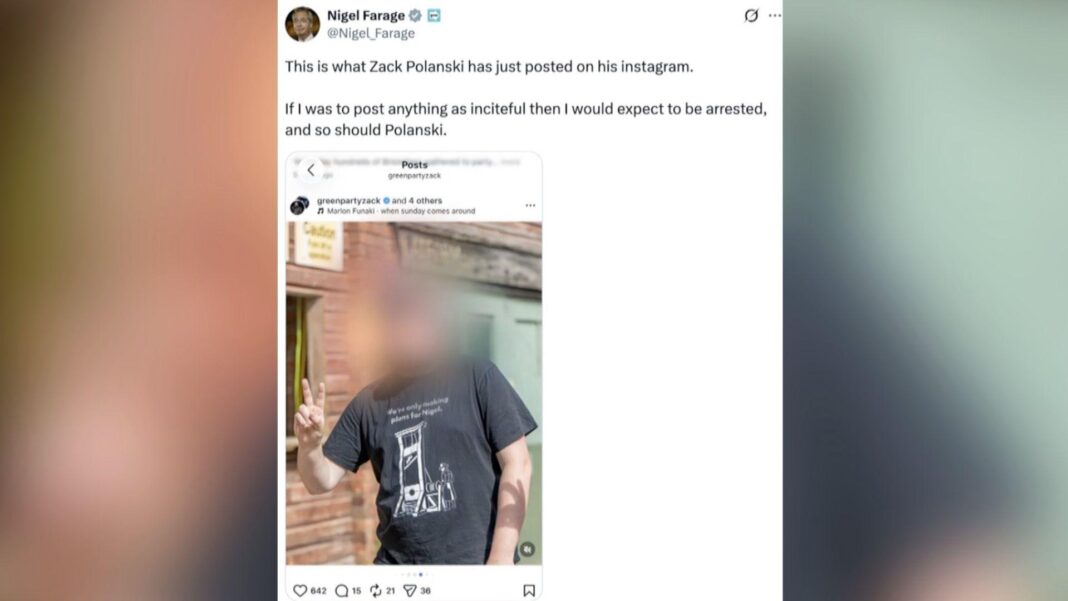 Reform UK reports Zack Polanski to police over guillotine T-shirt post Reform UK reports Zack Polanski to police over guillotine T-shirt post