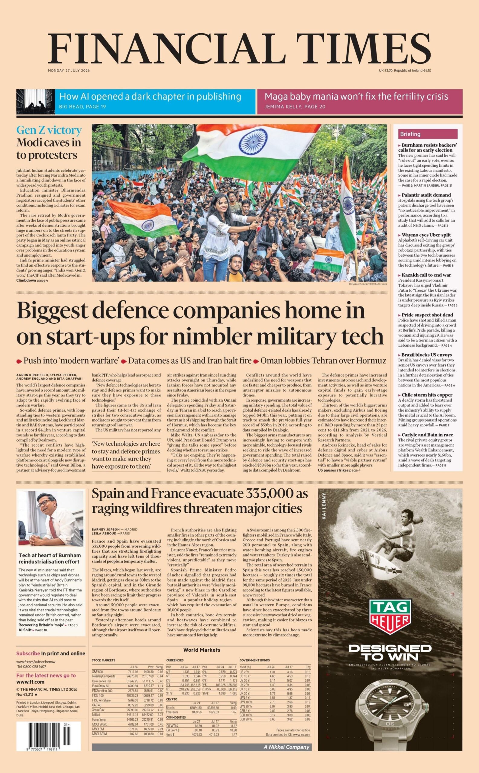 "Biggest defence companies home in on start-ups for nimbler military tech," reads the headline on the front page of the Financial Times.