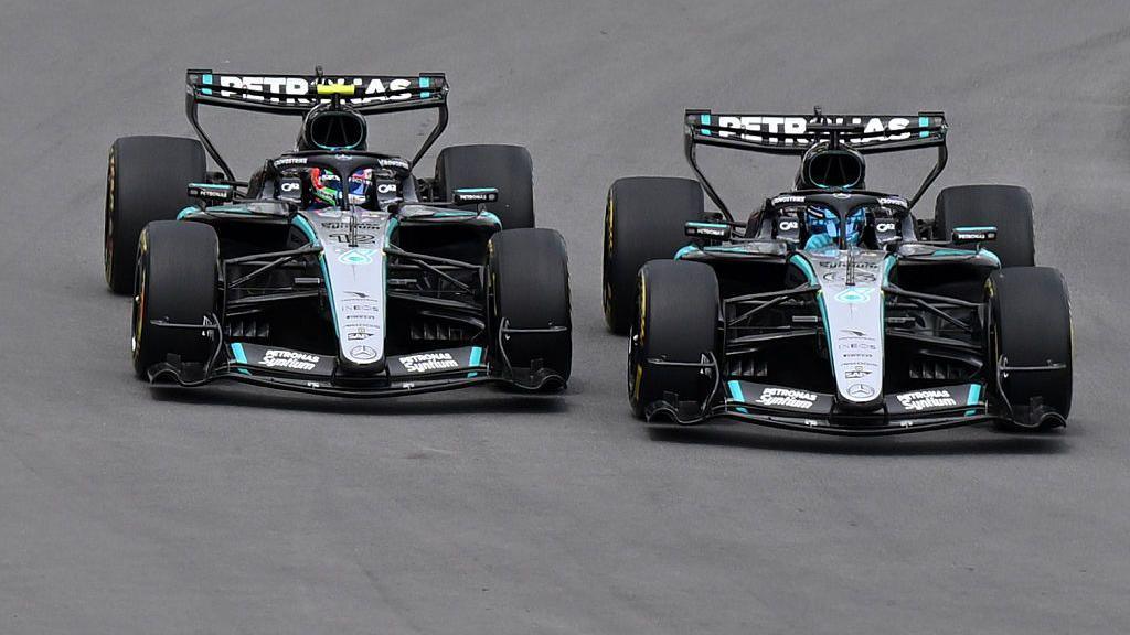 Kimi Antonelli and George Russell battle on track in the Canadian Sprint race