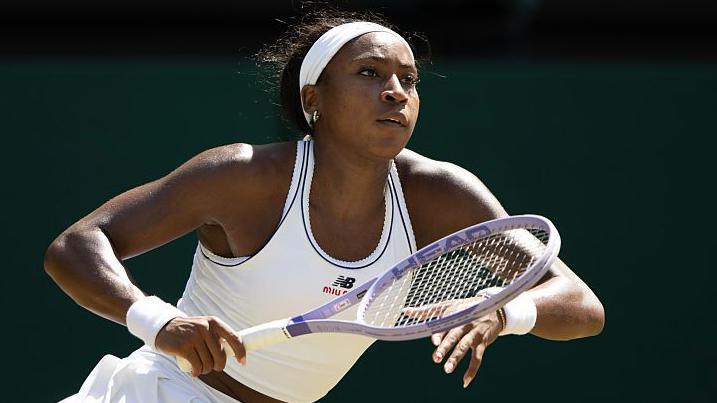 Coco Gauff running to get to the ball