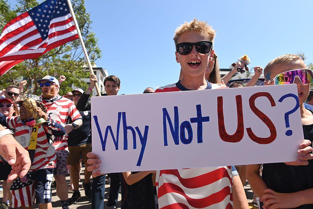 Fans of Team USA prepare to enter the SoFi Stadium (Los Angeles Stadium) prior to 2026 FIFA World Cup First Stage Group D match between USA and Paraguay on 12 June in Los Angeles.
