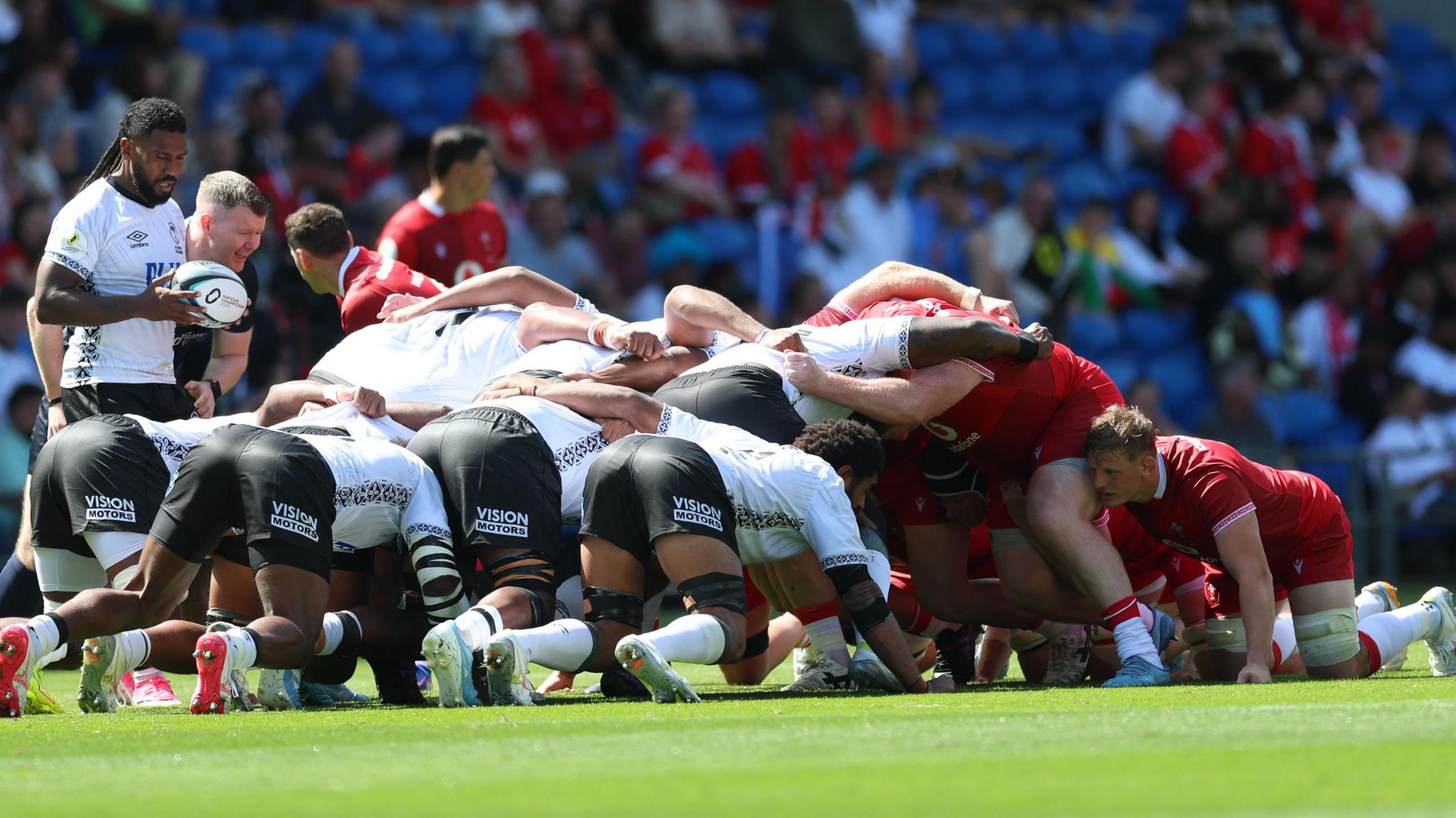 Fiji and Wales scrum down