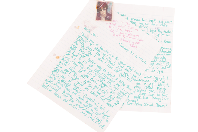 Two pages of a letter written in green ink