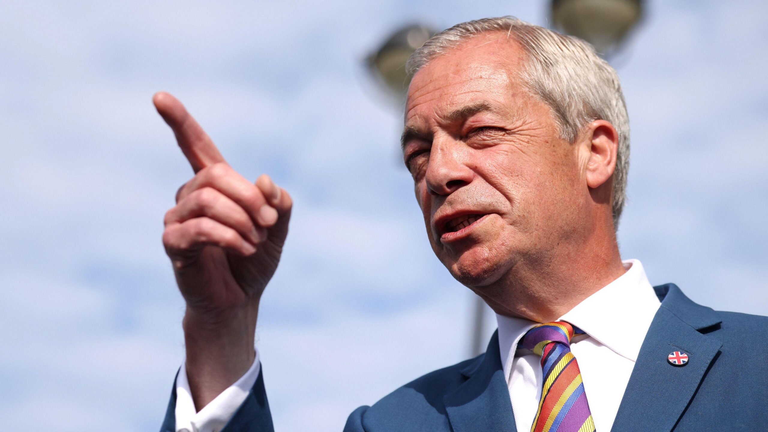 Reform UK leader Nigel Farage, pictured outside Havering Town Hall following the 2026 local election results in England