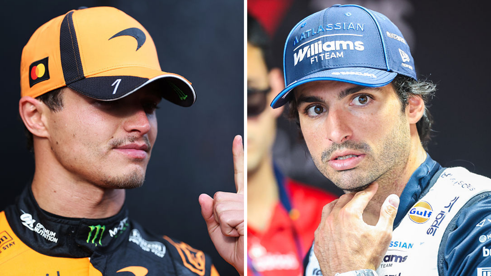 A split image of Lando Norris and Carlos Sainz