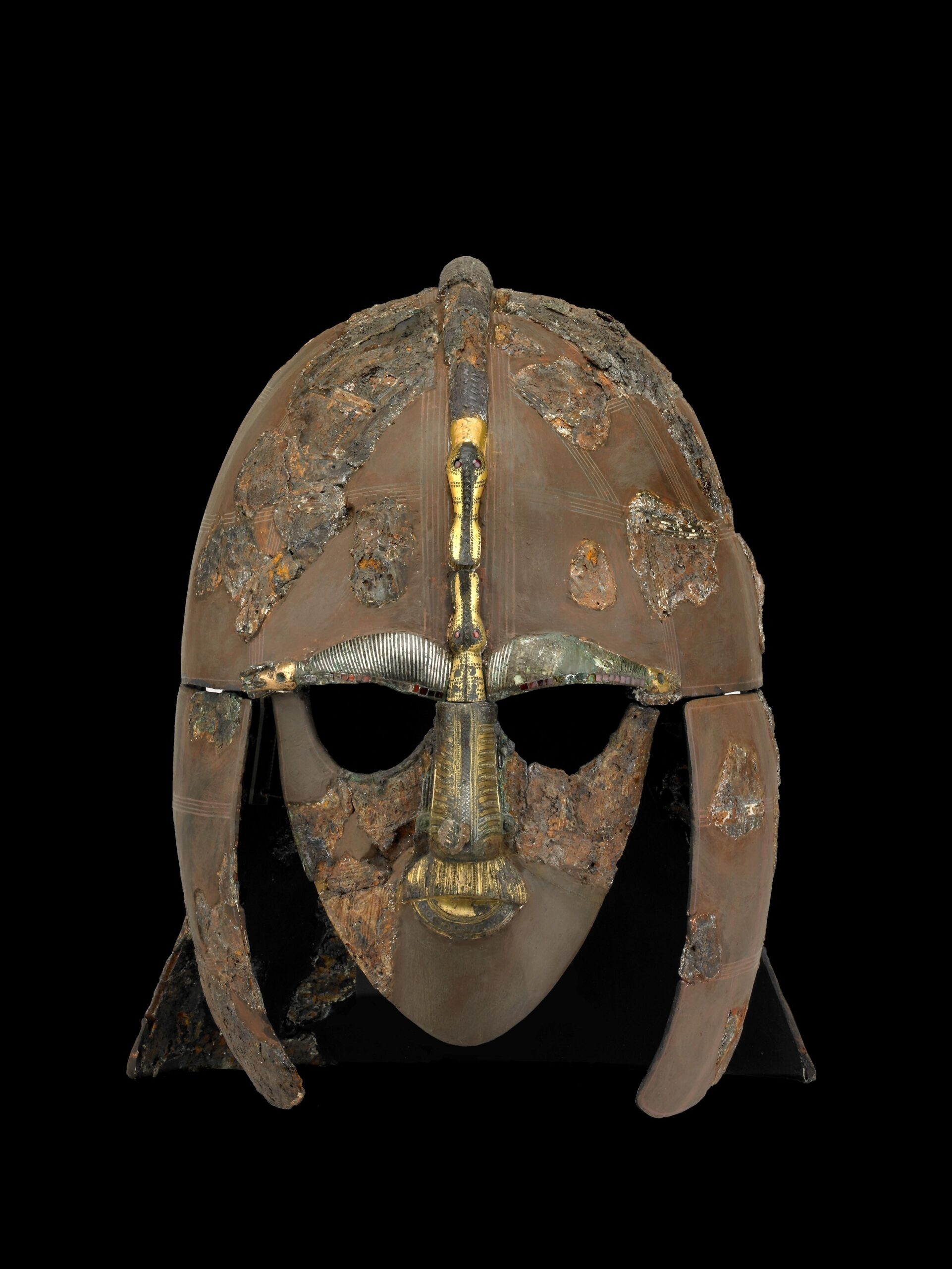 Sutton Hoo Helmet, Iron helmet with copper alloy fittings