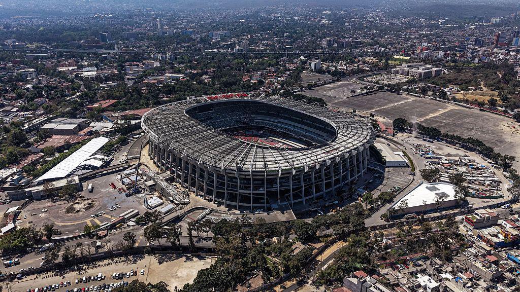 An aerial view of Estadio Azteca in Mexico City in 2026