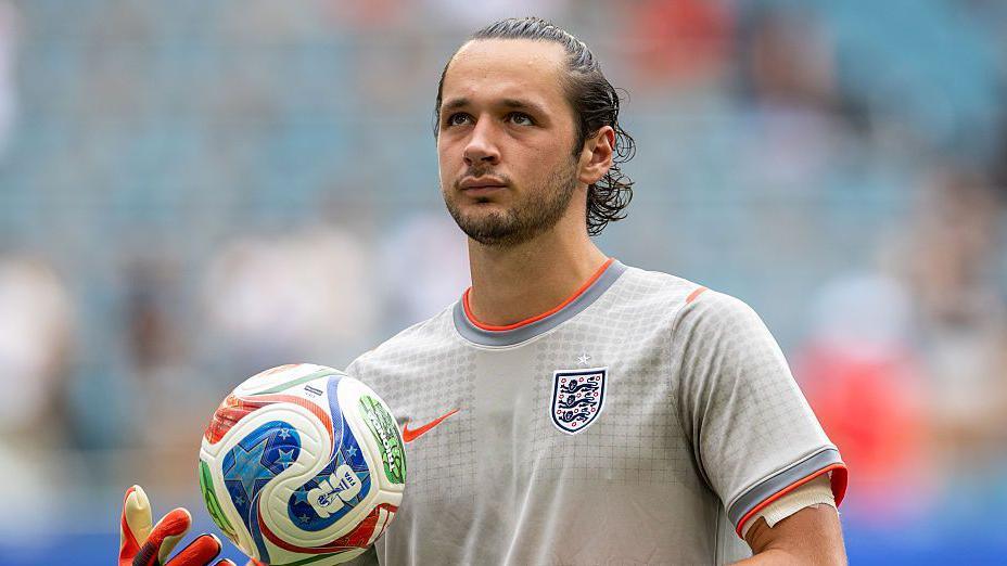 England goalkeeper James Trafford looks on during England training