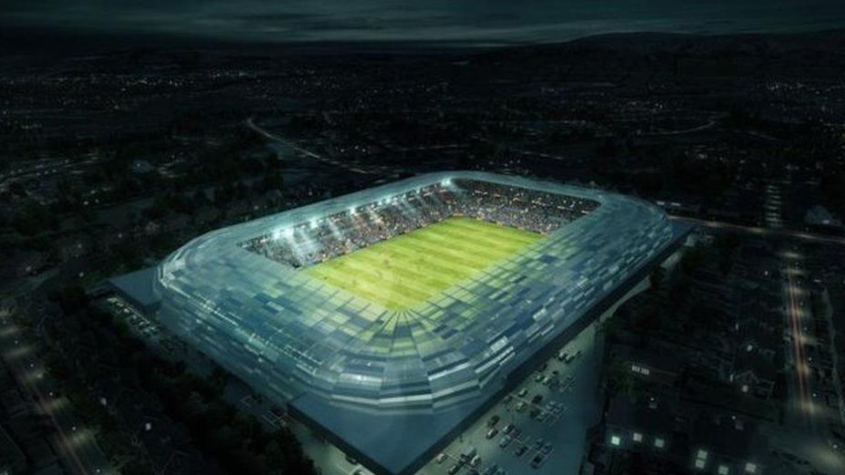 An artist's impression of the planned Casement Park stadium in Belfast