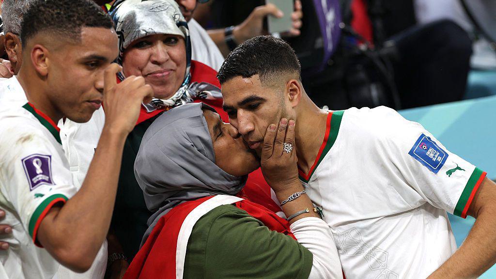 Achraf Hakimi embracing his mother
