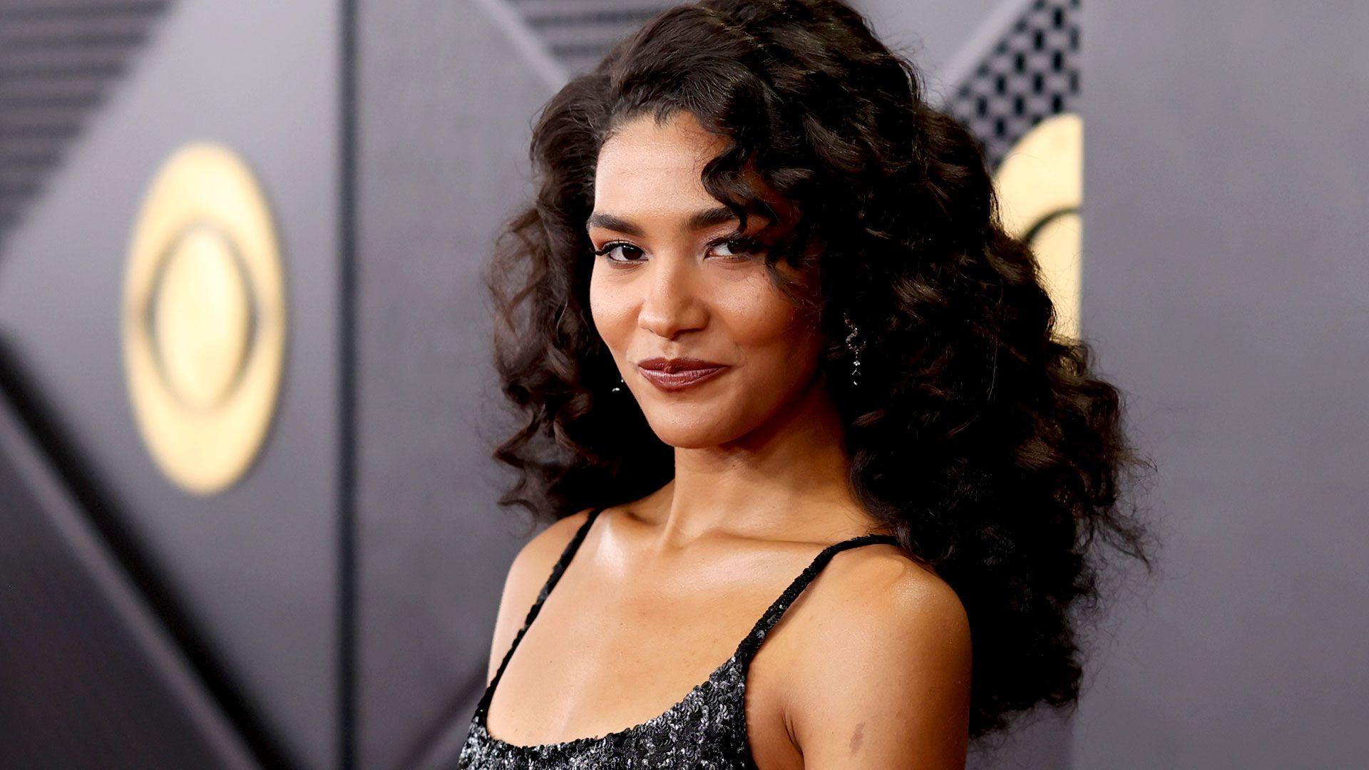 Olivia Dean on the red carpet at the Grammy Awards