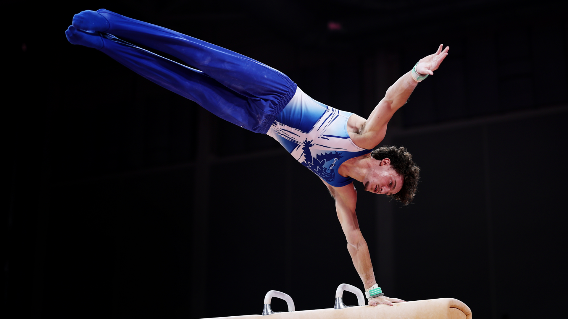 Reuben Ward of Team Scotland competes in Pommel Horse