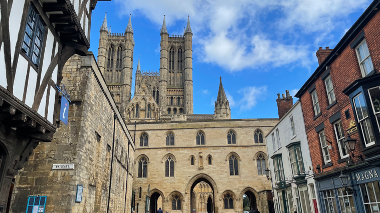 Lincoln Cathedral seen from Bailgate.
