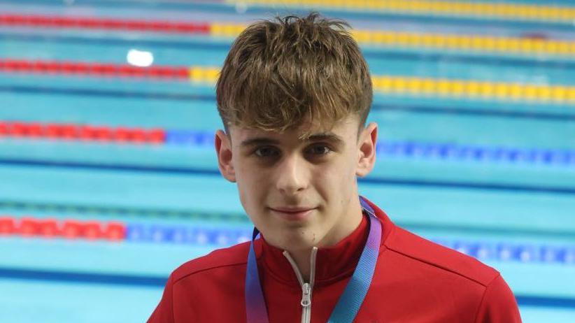 Rhys Darbey pictured ahead of a swim
