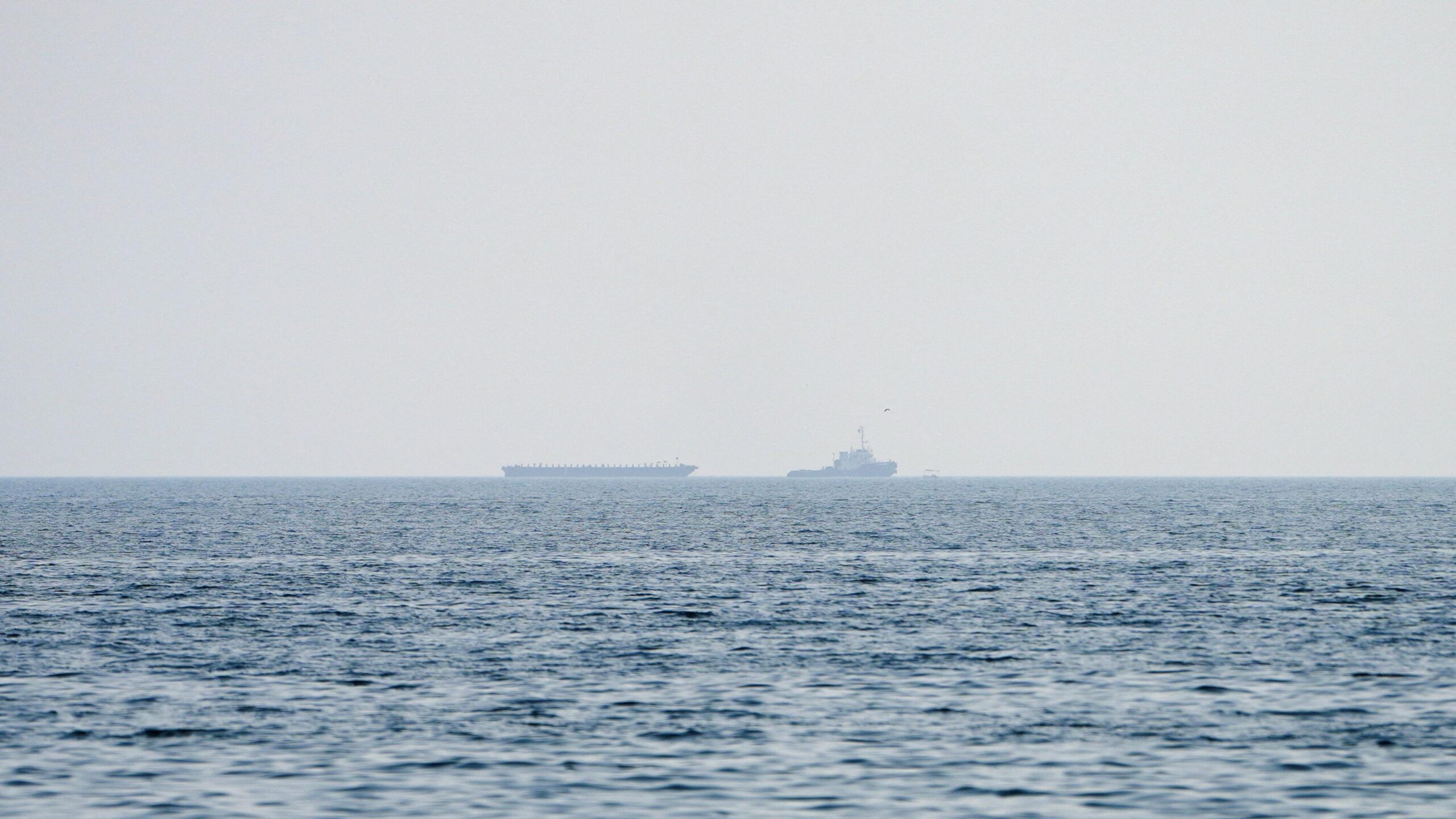 Vessels float in the Strait of Hormuz.