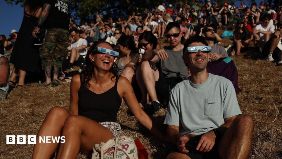 Watch: Solar eclipse seen over UK skies Watch: Solar eclipse seen over UK skies