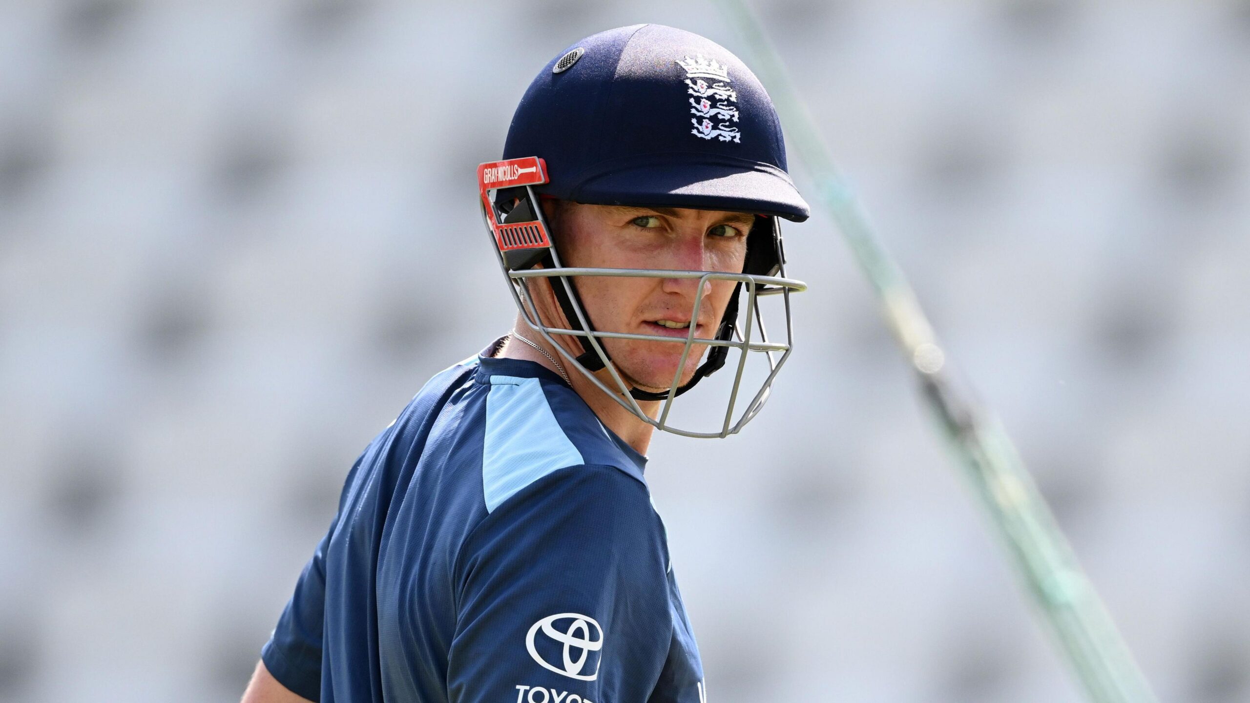 England batter Harry Brook during a training session