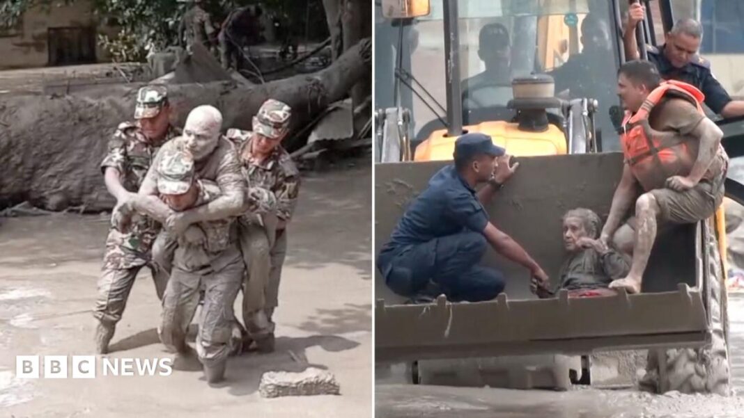 People pulled from mud in Nepal amid rescue operations People pulled from mud in Nepal amid rescue operations