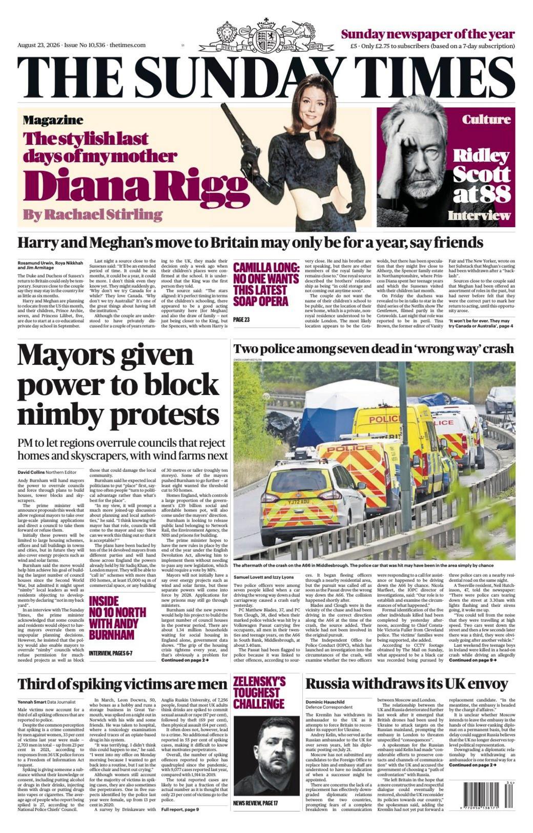The Papers: ‘Power to block nimby protests’ and Meghan ‘deal could be off’ The Papers: ‘Power to block nimby protests’ and Meghan ‘deal could be off’