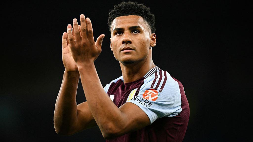 Ollie Watkins applauds Aston Villa fans after a game against Manchester City in April 2025
