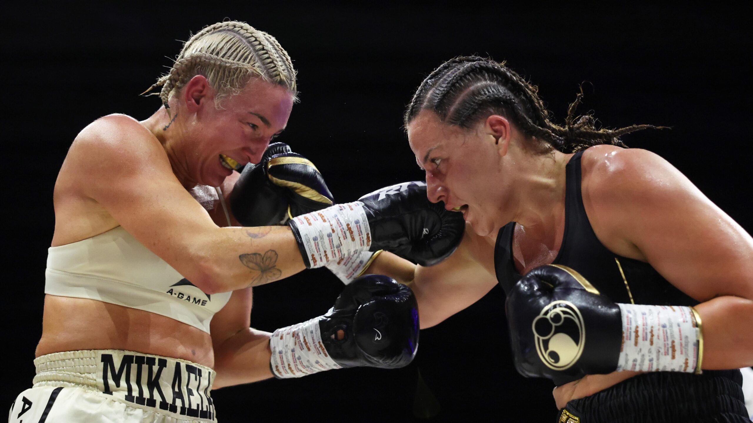 Mikaela Mayer (left) and Chantelle Cameron