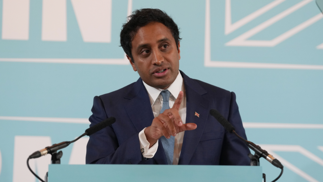 Reform UK home affairs spokesman Zia Yusuf speaking during a press conference in central London