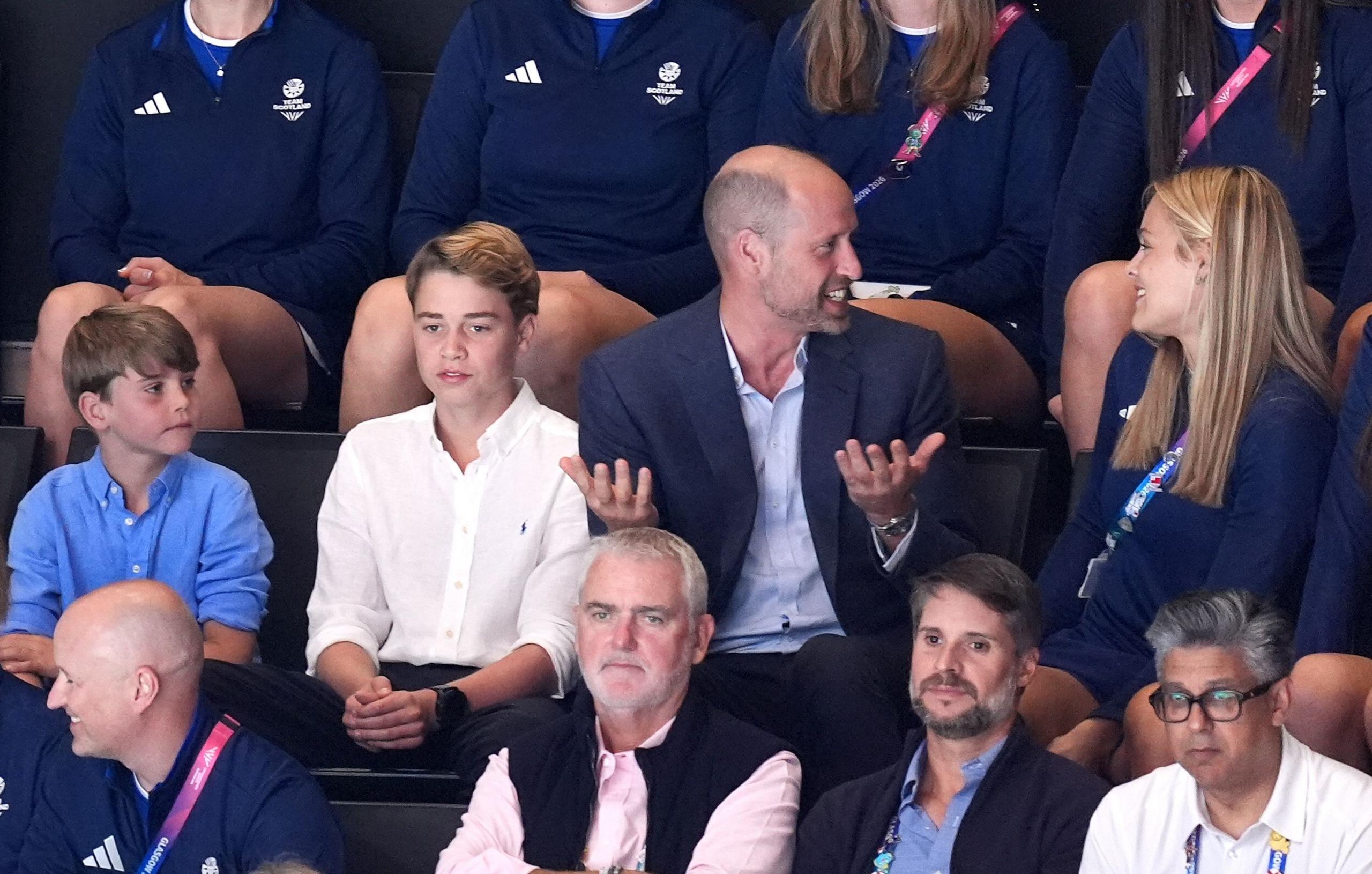 The Prince of Wales, known as the Duke of Rothesay when in Scotland, (right) with children Prince Louis (left) and Prince George