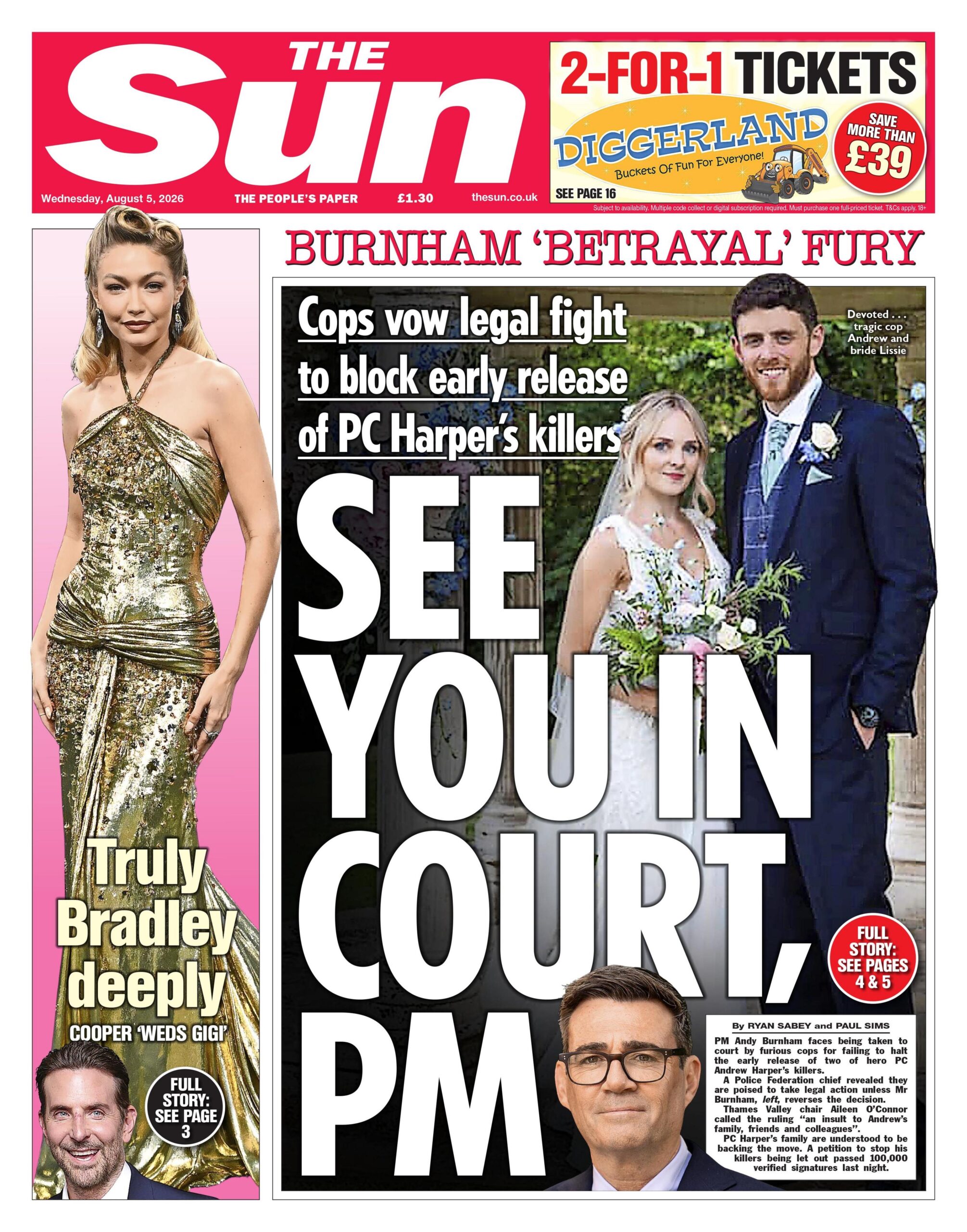 "See you in court, PM" reads the headline on the front page of the Sun.