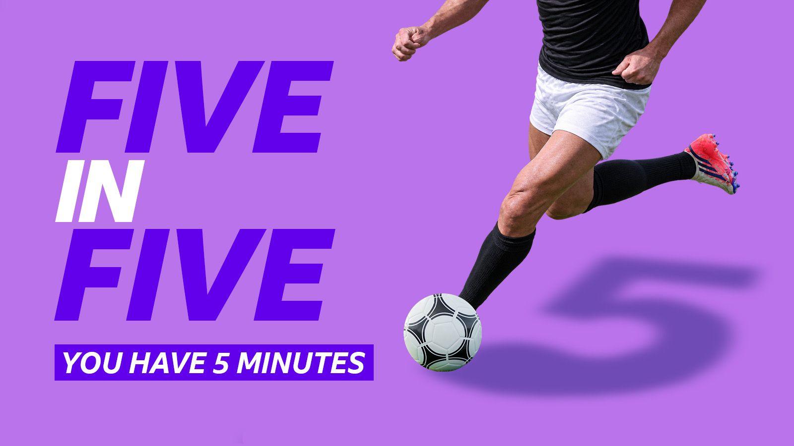 A generic picture of an unknown footballer beside the words: "Five in Five you have five minutes"