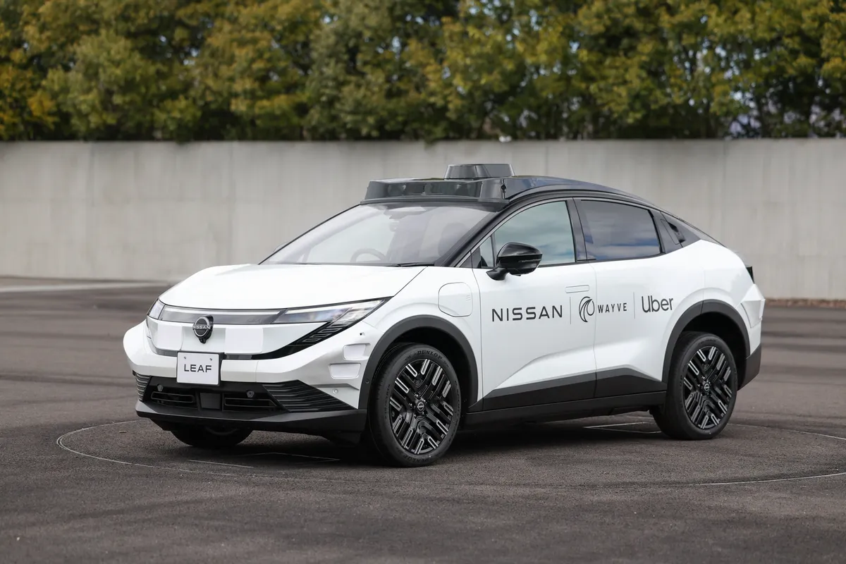 Nissan, Uber, and Wayve collaboration - white robotaxi