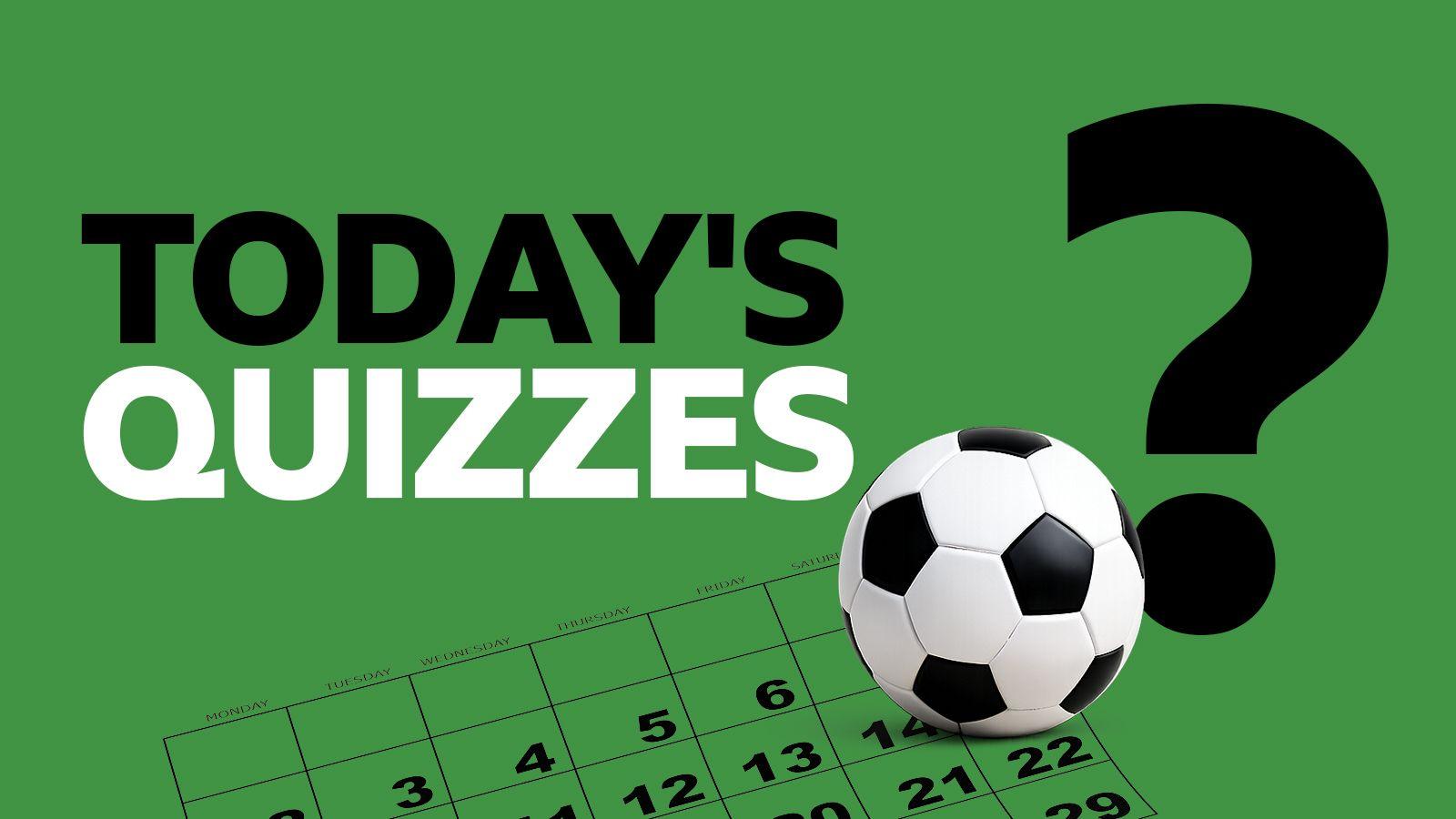 A graphic saying "Today's quizzes" on a green background next to a football, calendar and question mark