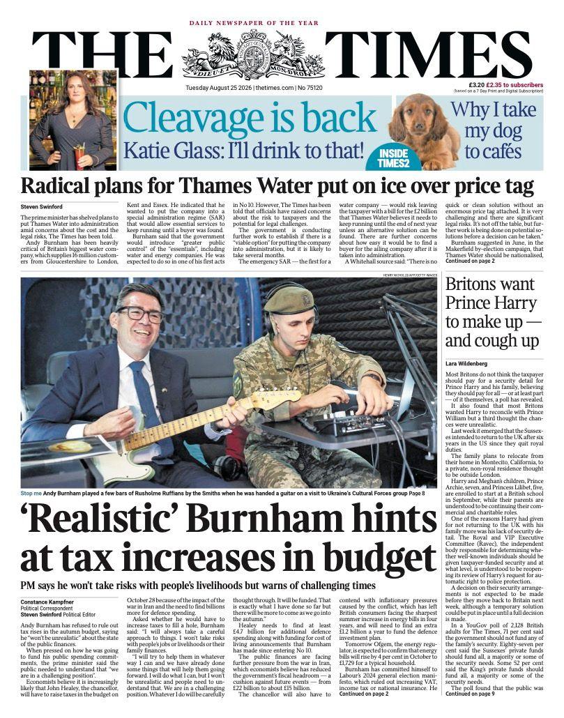 The Papers: ‘Burnham hints at tax increases’ and ‘Halt the hellrides’ The Papers: ‘Burnham hints at tax increases’ and ‘Halt the hellrides’