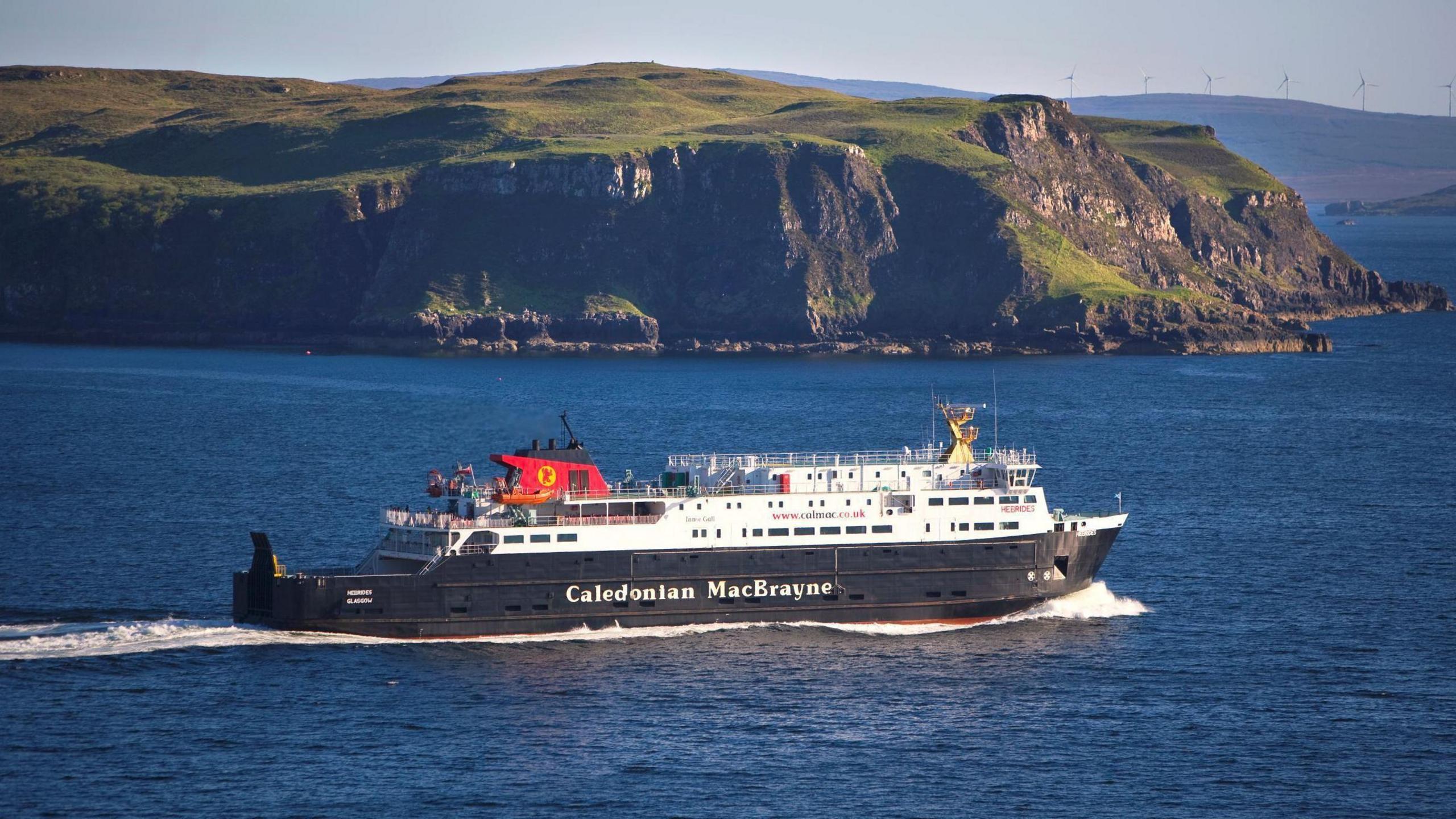 A Caledonian MacBrayne ship saliing