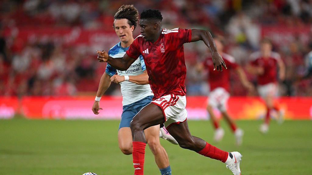 Taiwo Awoniyi playing for Nottingham Forest